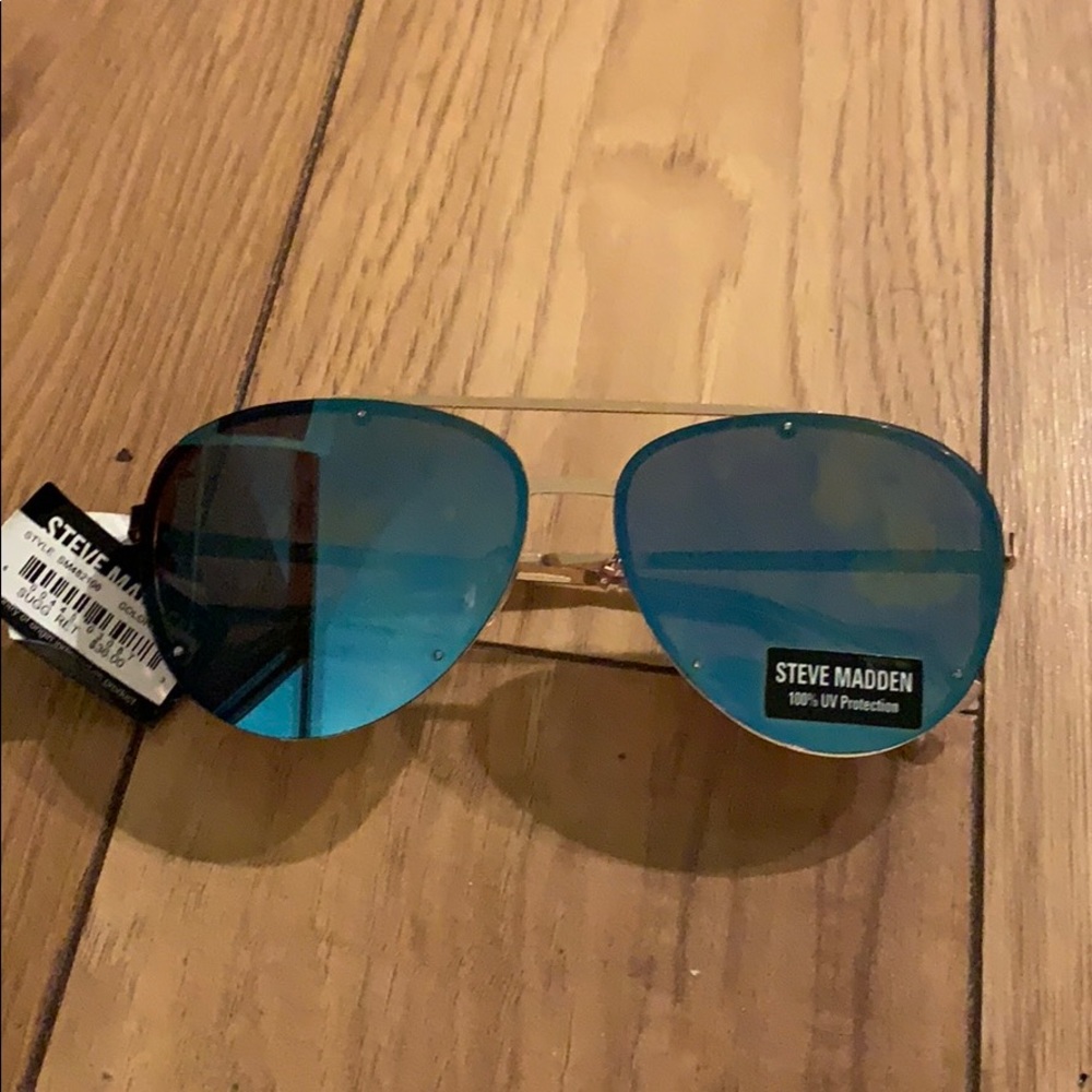 Steve Madden Mirror Sunglasses (blue/gold) * New